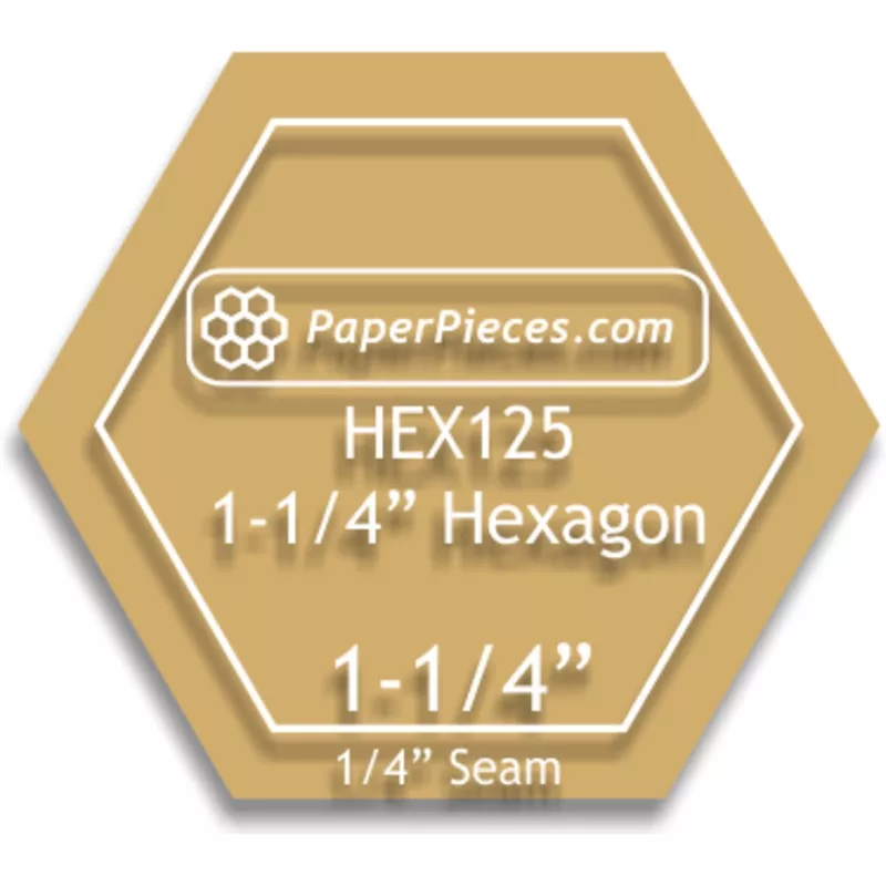 1 1/4″ Hexagon Acrylic Template with 1/4″ seam allowance