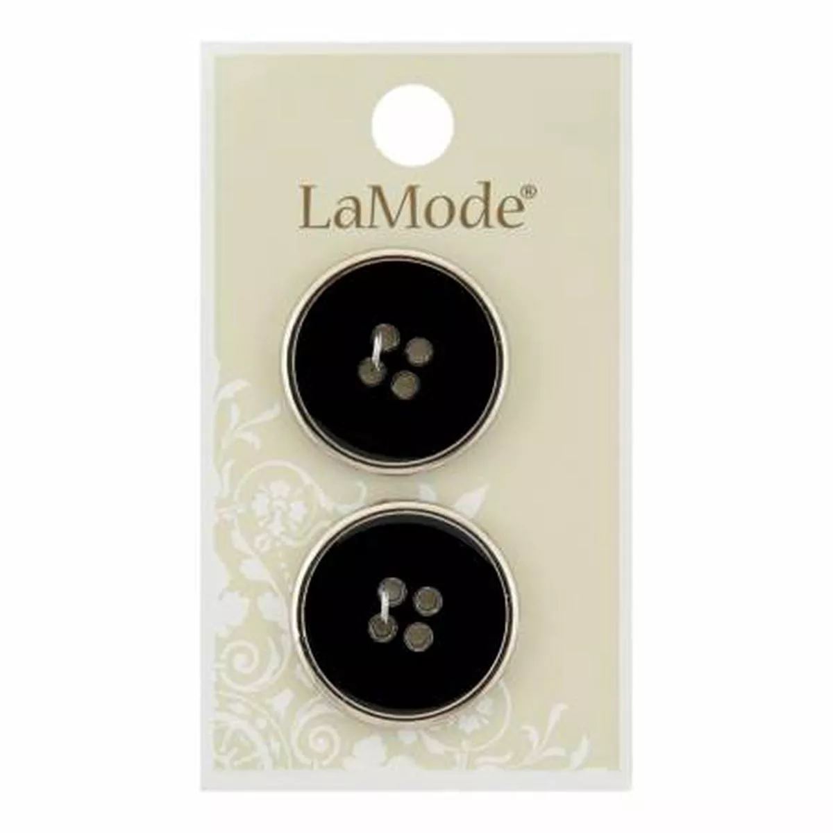 1-black-w-silver-rim-buttons-lamode 1″ Black W/ Silver Rim Buttons | LaMode