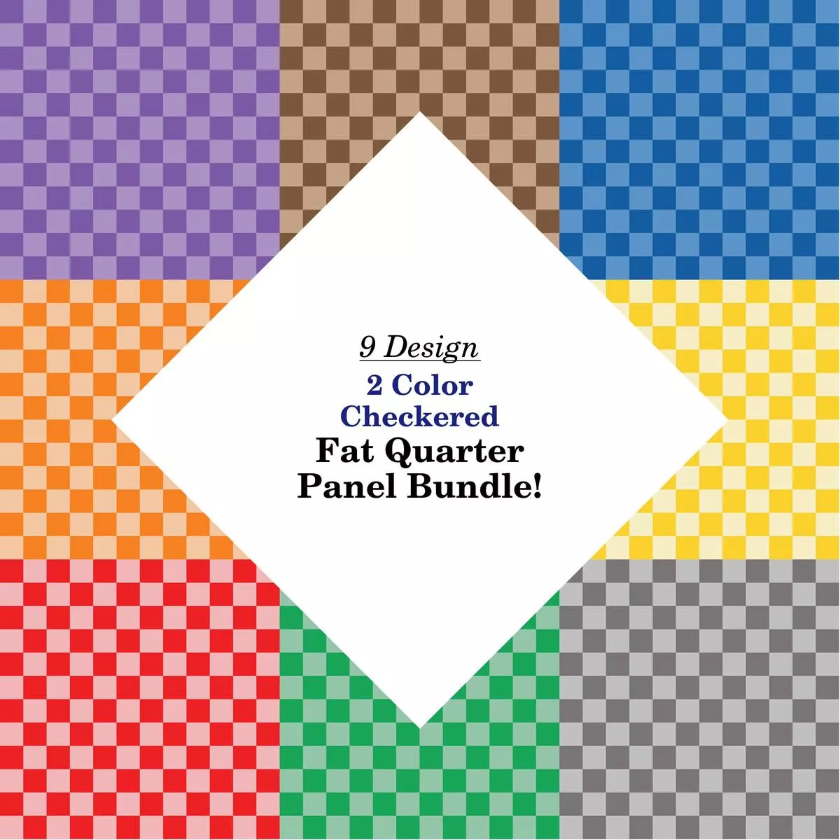 2 Color Checkered Fat Quarter Bundle
