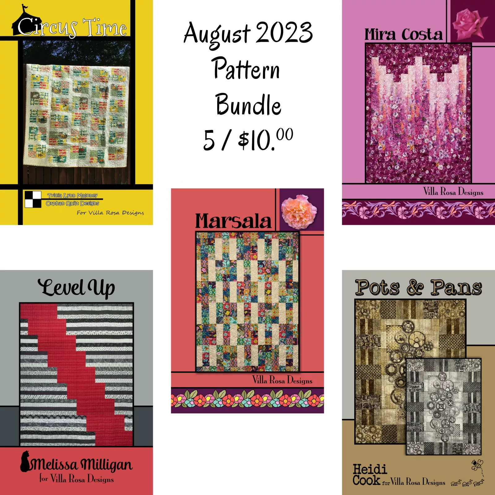 2023 August PDF Pattern BundleVilla Rosa Designs