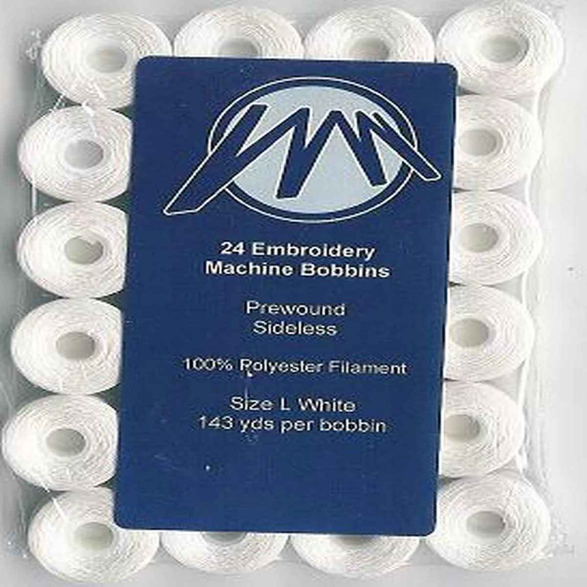 24 Prewound Sideless Plastic Cored Embroidery Bobbins
