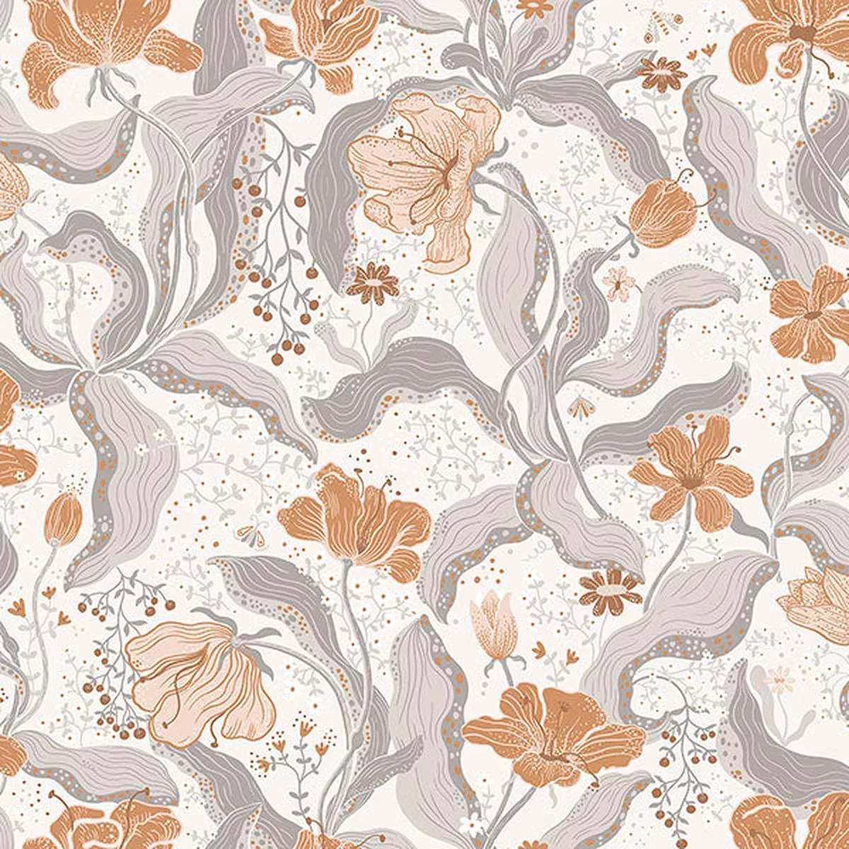 2932-65114 Bodri Grey Tulip Garden Wallpaper