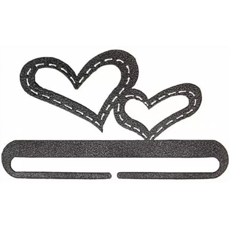 6in Stitched Hearts Split Bottom Charcoal