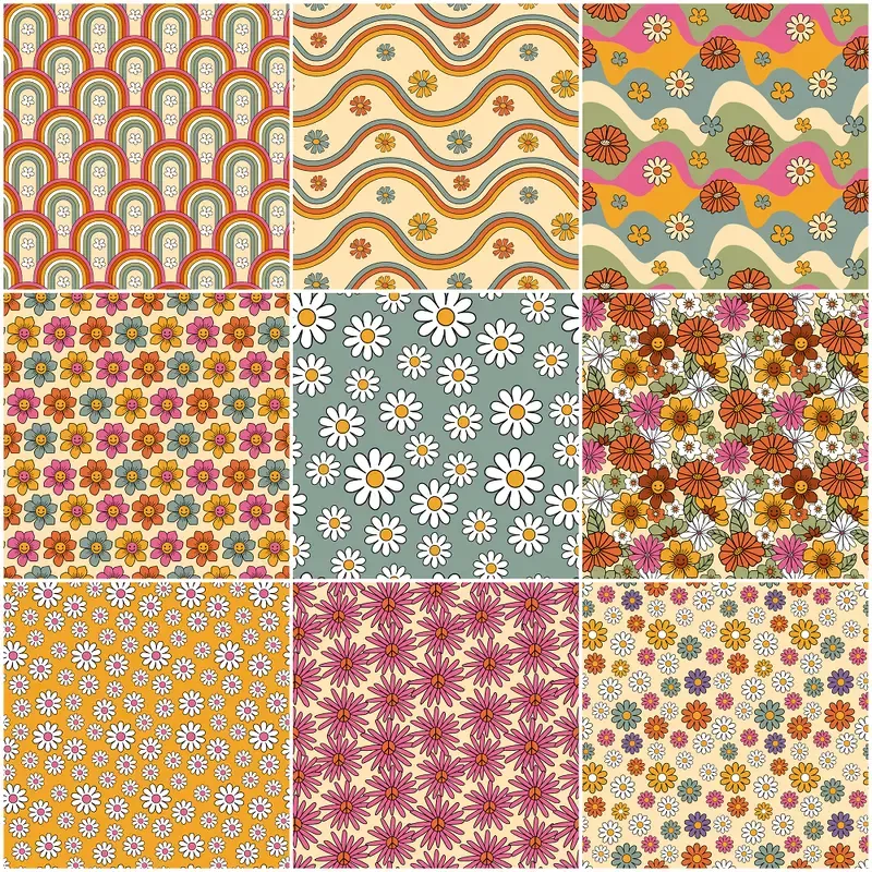70s-retro-floral-fabric-collection-1-yard-bundle 70s Retro Floral Fabric Collection – 1 Yard Bundle