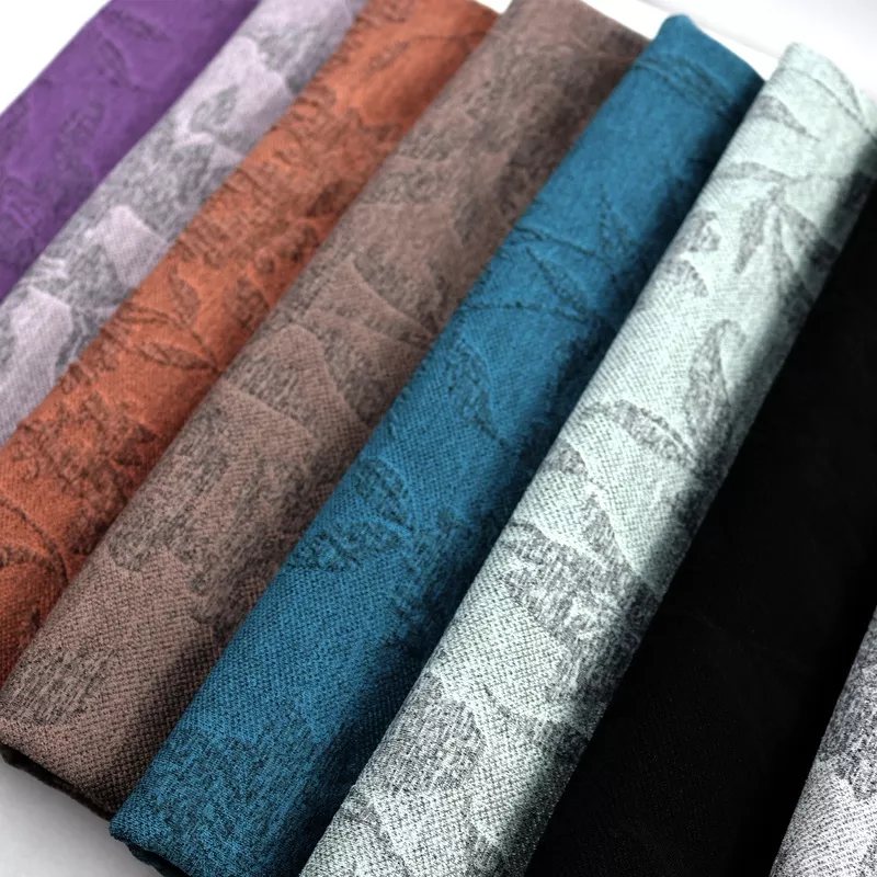 8 Colors Flower Patterned Poly Span Jacquard Fabric Gray