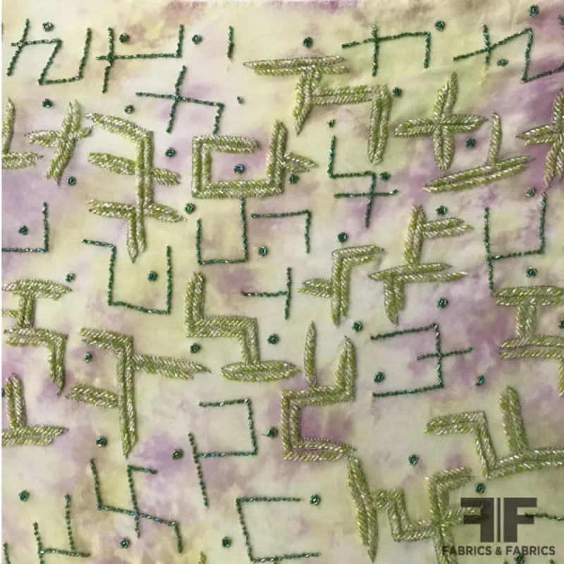 abstract-beaded-silk-chiffon-green Abstract Beaded Silk Chiffon – Green