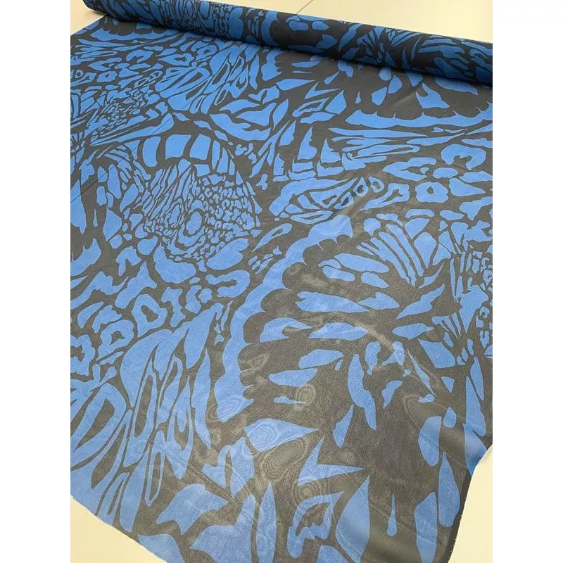 abstract-floral-printed-silk-chiffon-blue-navy Abstract Floral Printed Silk Chiffon – Blue / Navy