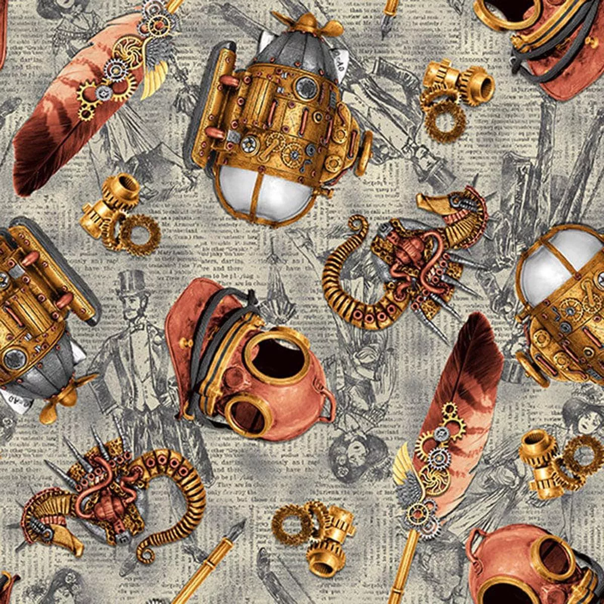 alternative-age-steampunk-fabric-steampunk-nautical-elements-grey-2324-90 Alternative Age Steampunk Fabric – Steampunk Nautical Elements Grey 2324-90