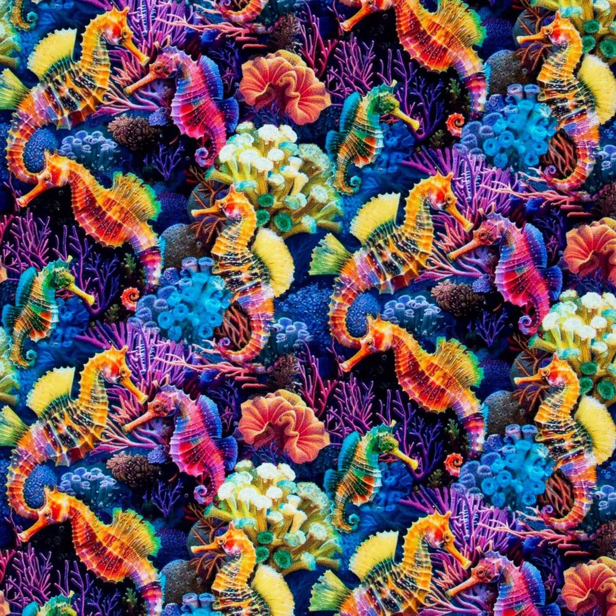 animals-reef-seahorses-multi-yardage Animals – Reef Seahorses Multi Yardage