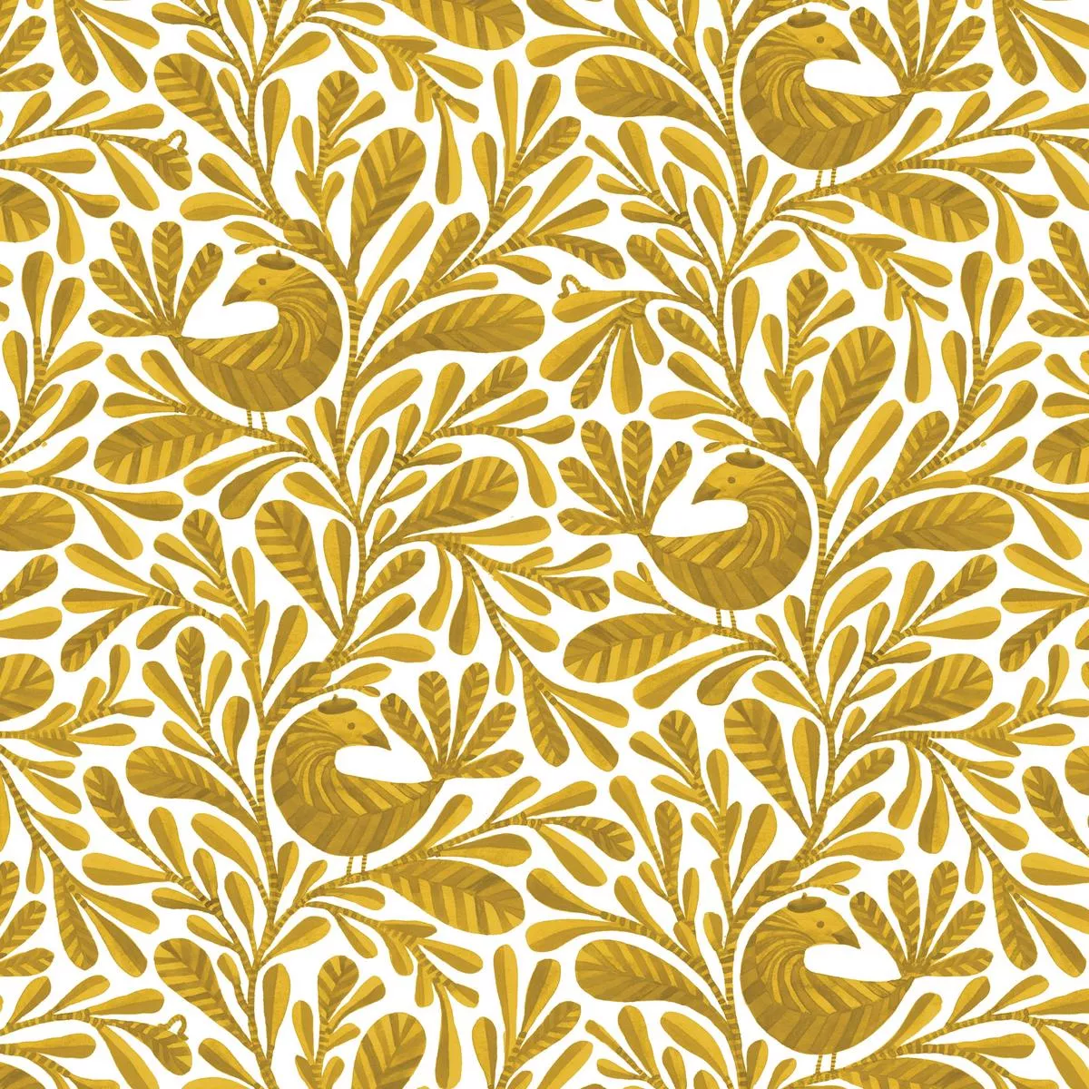 anouk-mustard-birds-branches-cloud-9-fabrics Anouk – Mustard | Birds & Branches | Cloud 9 Fabrics