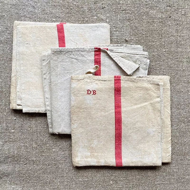 antique-linen-torchons-set-three-db-monogram Antique Linen Torchons – Set of Three – DB Monogram