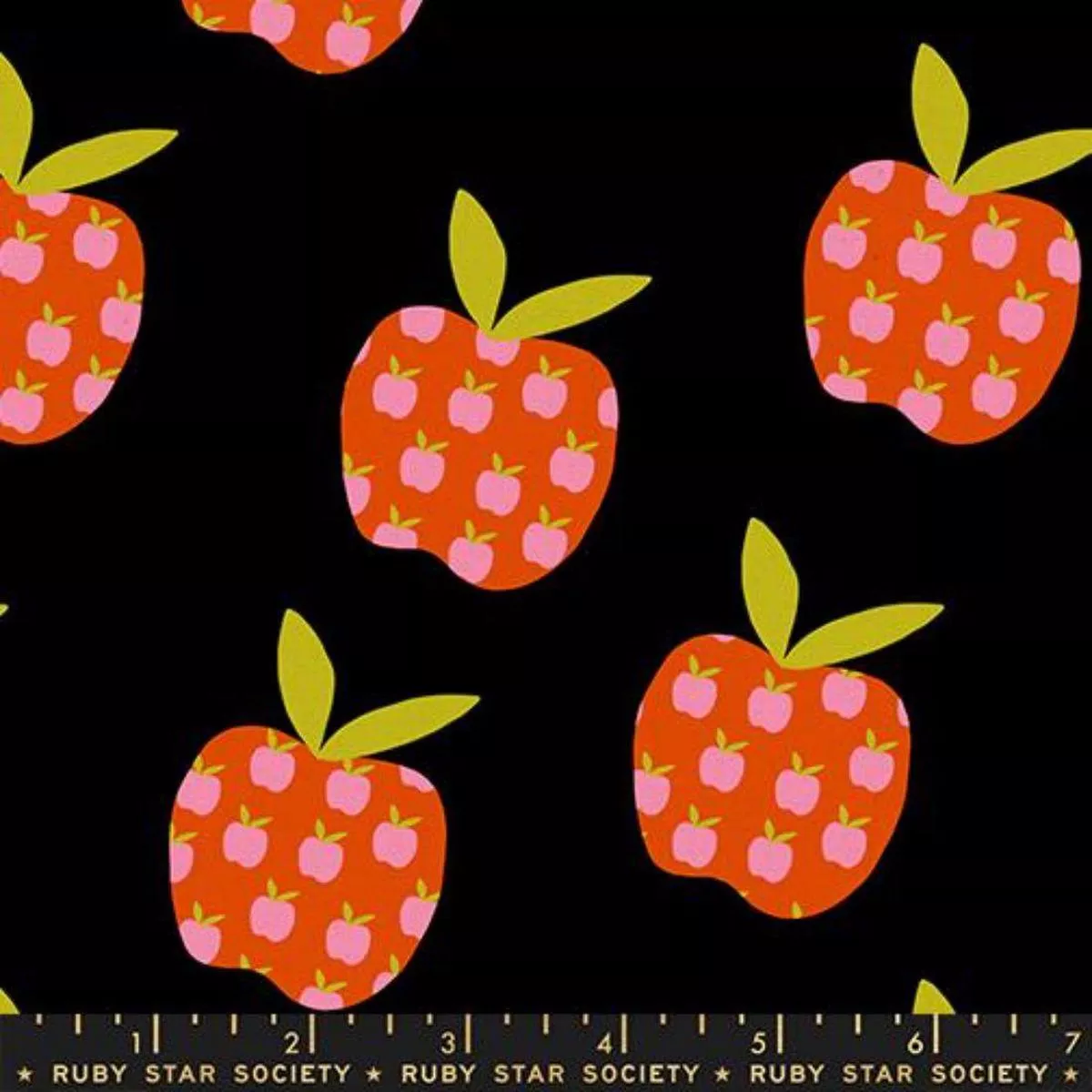 apples-black-cotton-linen-canvas-by-ruby-star-society Apples Black Cotton/Linen Canvas by Ruby Star Society
