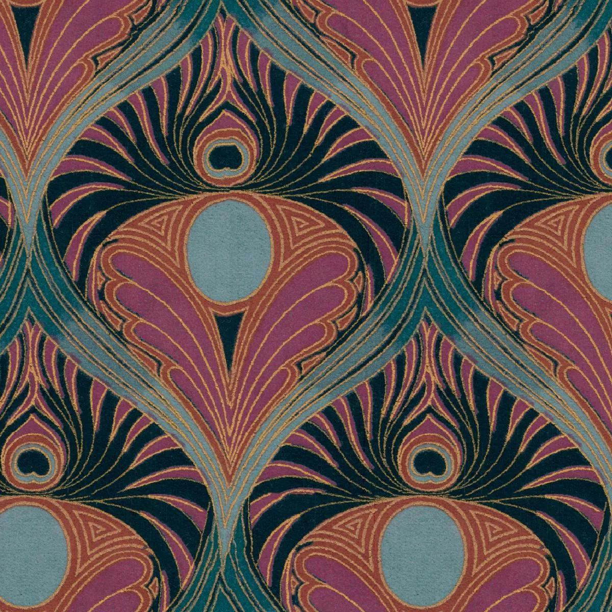 art-deco-peacock-feather-fabric Art Deco Peacock Feather Fabric