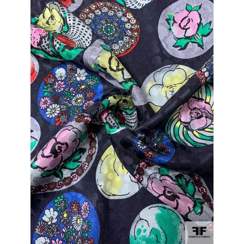 Artsy Circle Decorated Printed Silk Jacquard – Multicolor