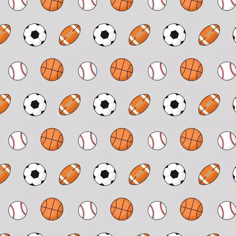 assorted-sports-balls-fabric-gray Assorted Sports Balls Fabric – Gray