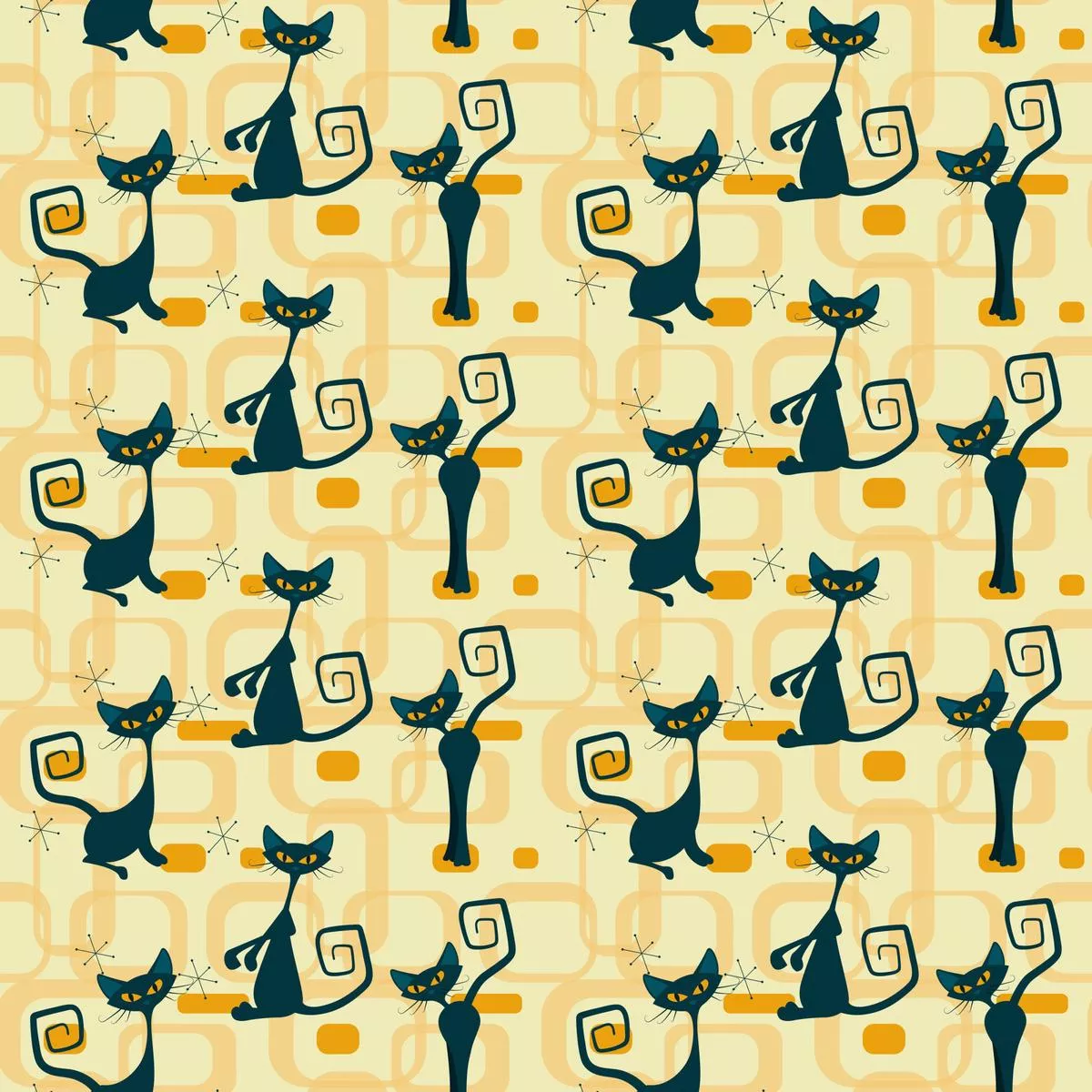 Atomic Kitty Pattern 9 Quilting Cotton Fabric