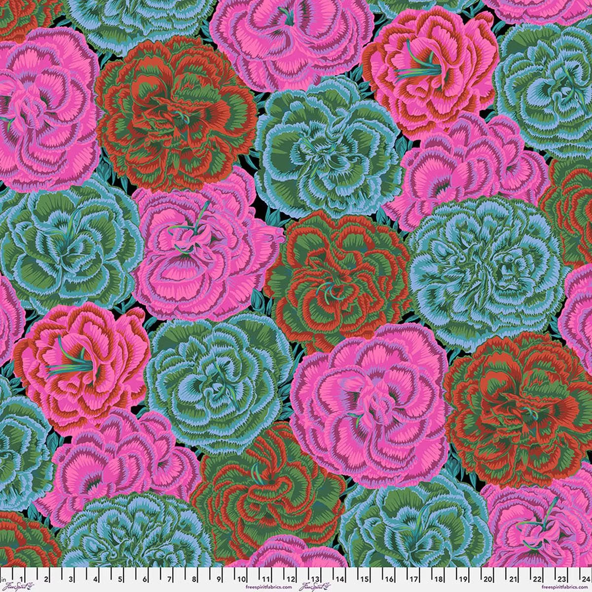 August 2025 – Picotee Carnations – Dark – Kaffe Fassett