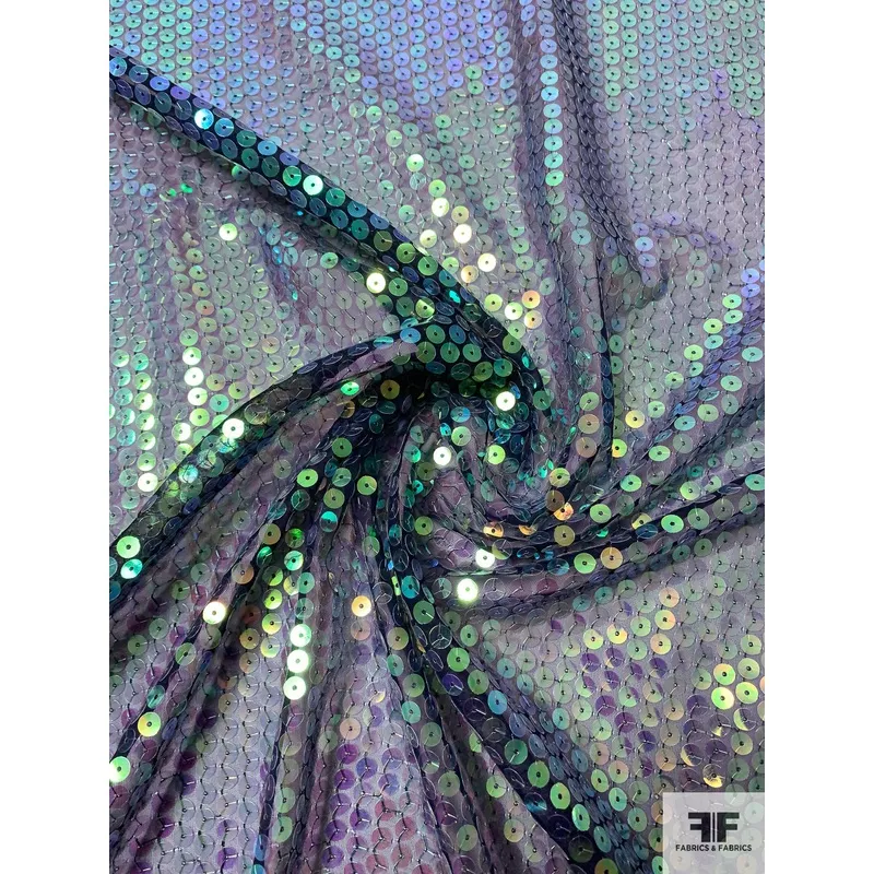 Aurora Borealis Sequins on Black Chiffon