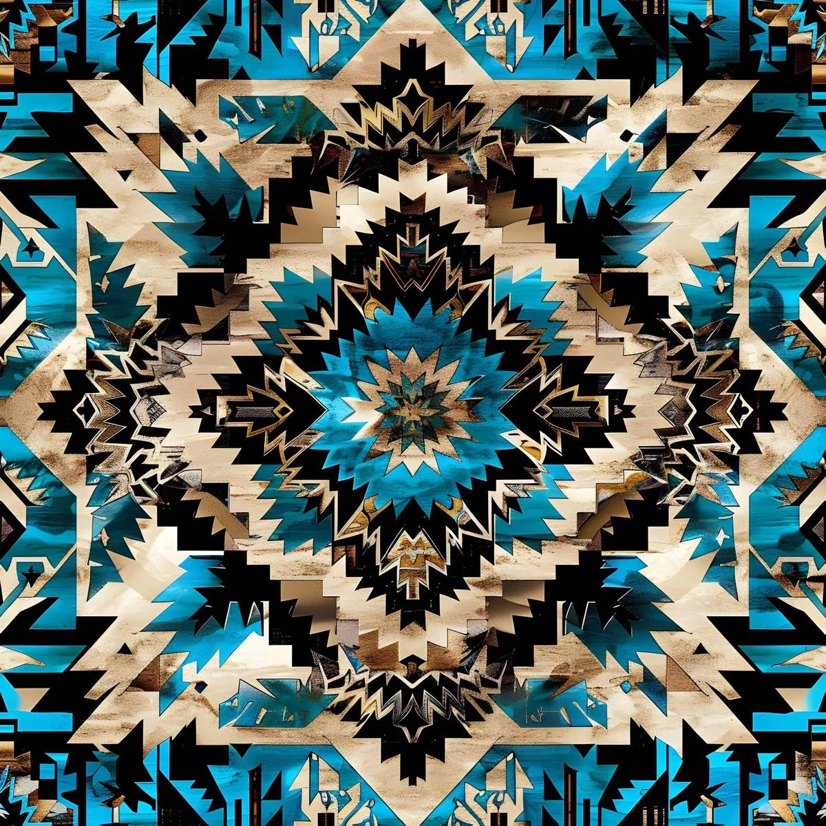 Aztec Turquoise Pattern 1 Quilting Cotton Fabric