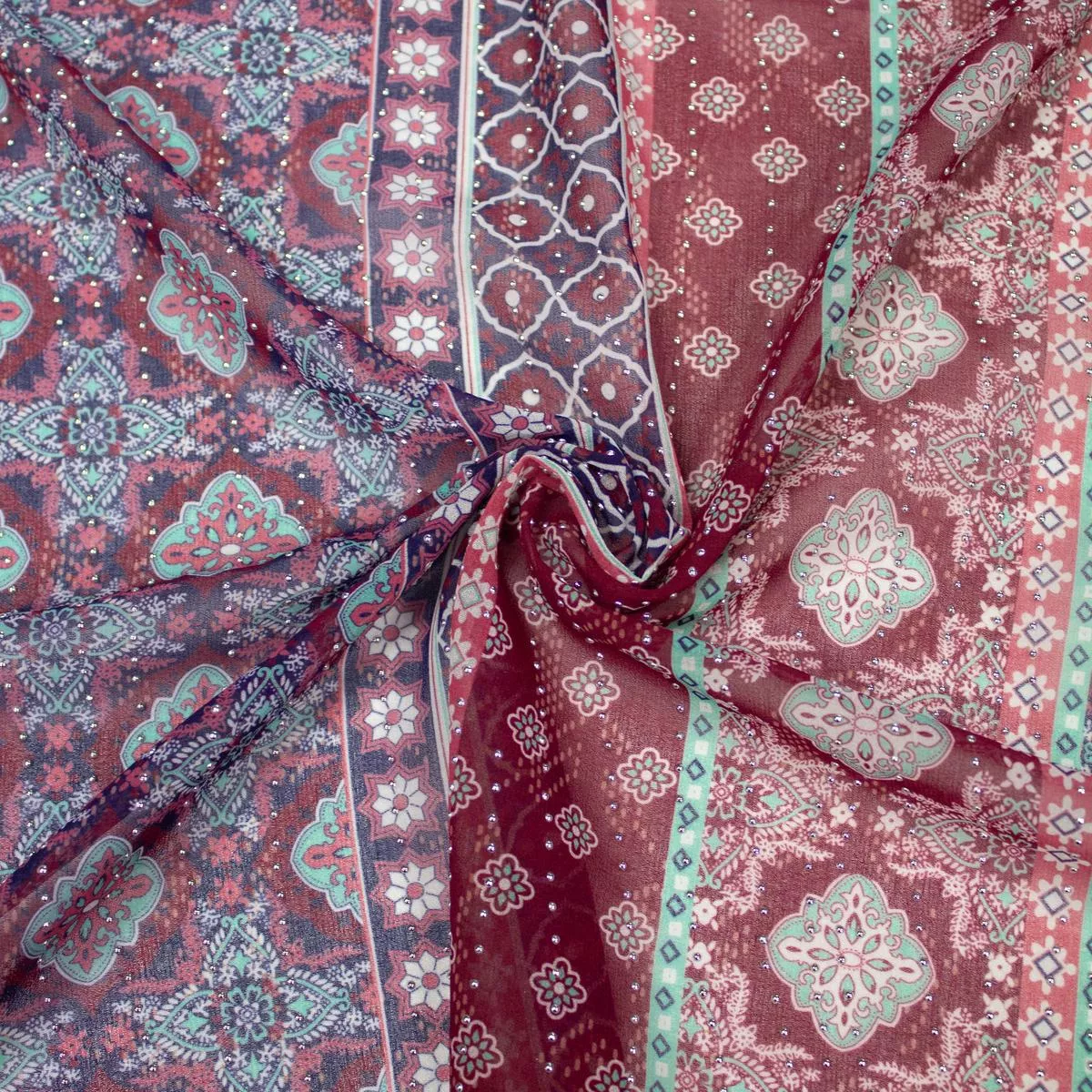 Babs Multicolour Floral Polyester Voile Fabric