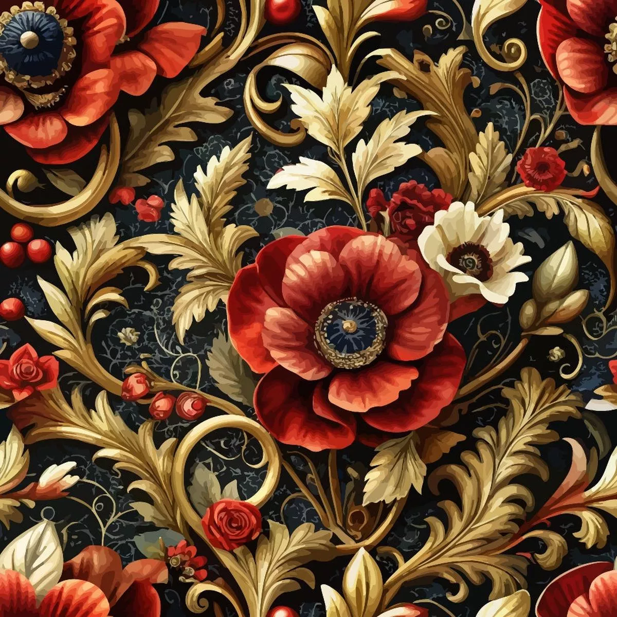 Baroque Florals Pattern 8 Quilting Cotton Fabric