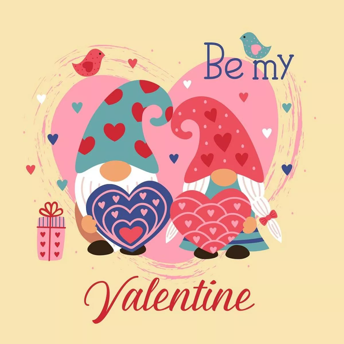 be-my-valentine-gnome-fabric-panel Be My Valentine Gnome Fabric Panel