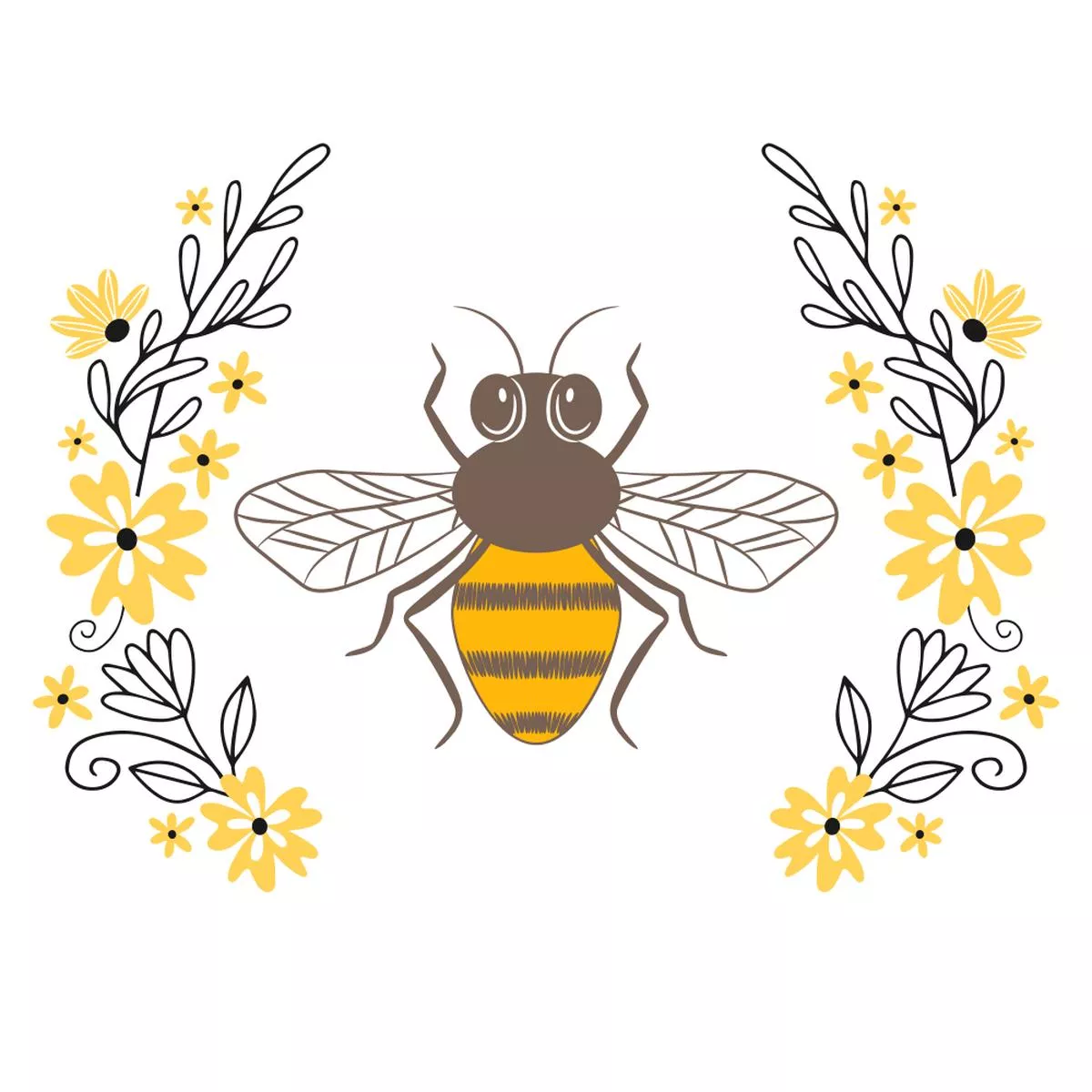 bee-floral-fabric-panel Bee Floral Fabric Panel