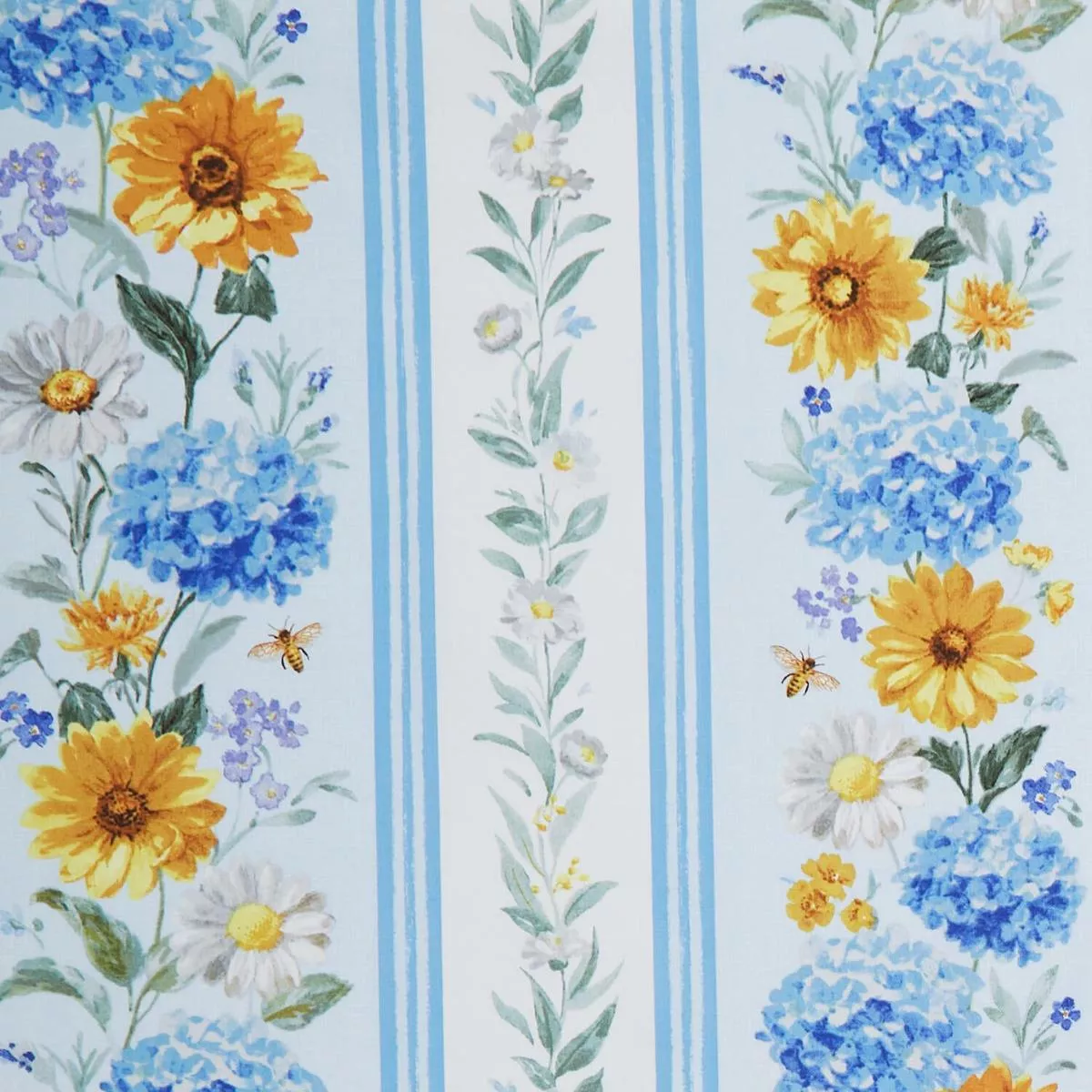 Bees & Blooms – Floral Repeating Stripe Multi Yardage