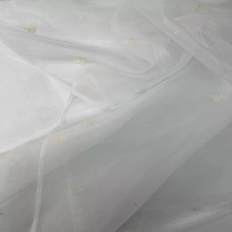 beige-white-polyester-cotton-organza Beige-White Polyester Cotton Organza