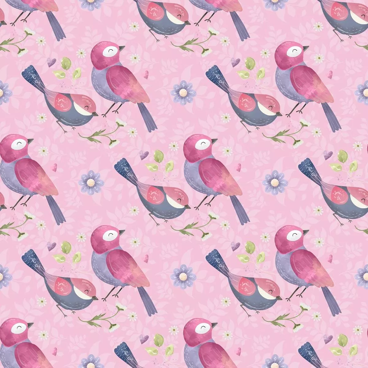 birds-flowers-fabric-pink Birds & Flowers Fabric – Pink