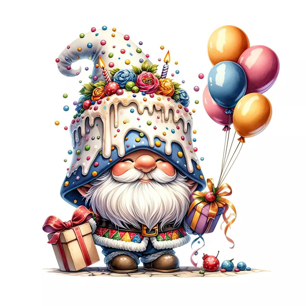 birthday-gnome-8-fabric-panel Birthday Gnome #8 Fabric Panel