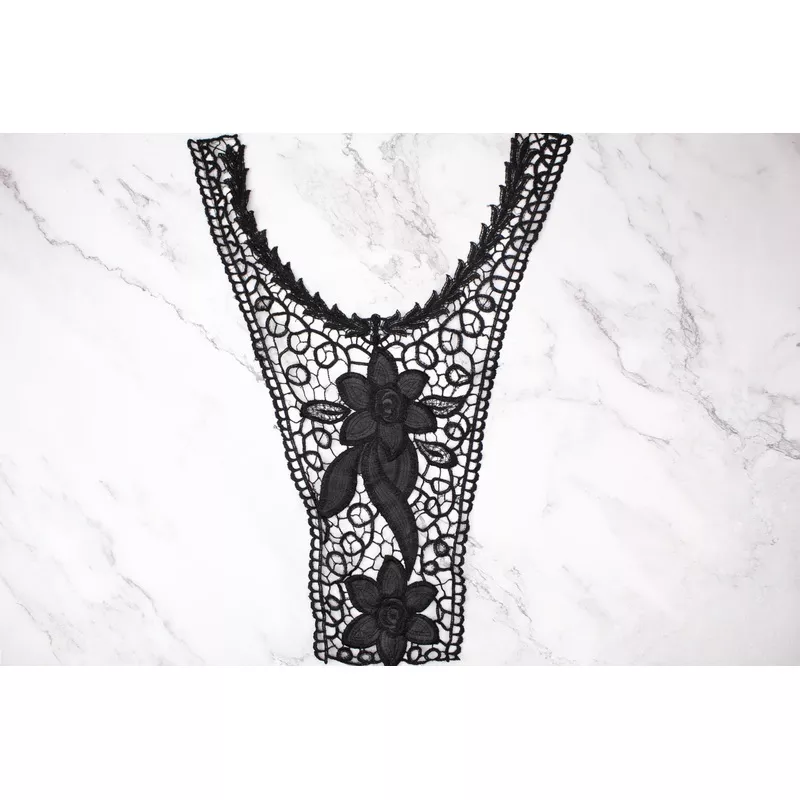 black-floral-faux-leather-applique Black Floral Faux Leather Applique