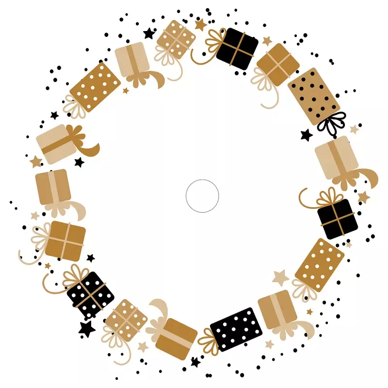 black-gold-presents-tree-skirt-fabric-panel Black & Gold Presents Tree Skirt Fabric Panel
