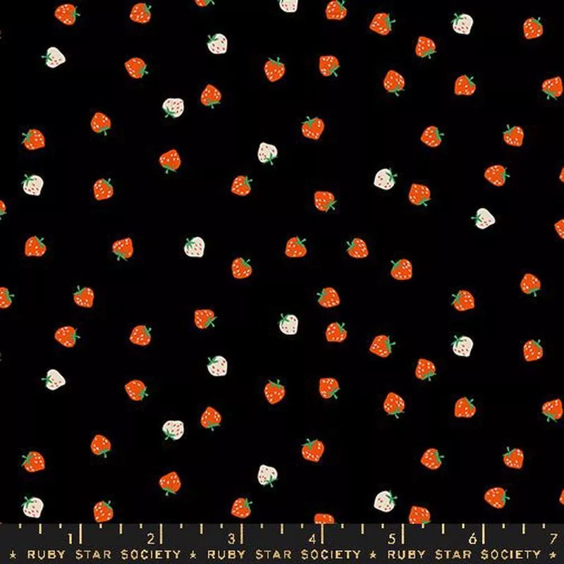 Black Mini Berry // Strawberry by Ruby Star Society (1/4 yard)