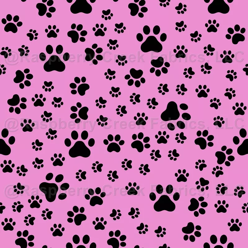 Black Paw Prints on Bubblegum Pink – small