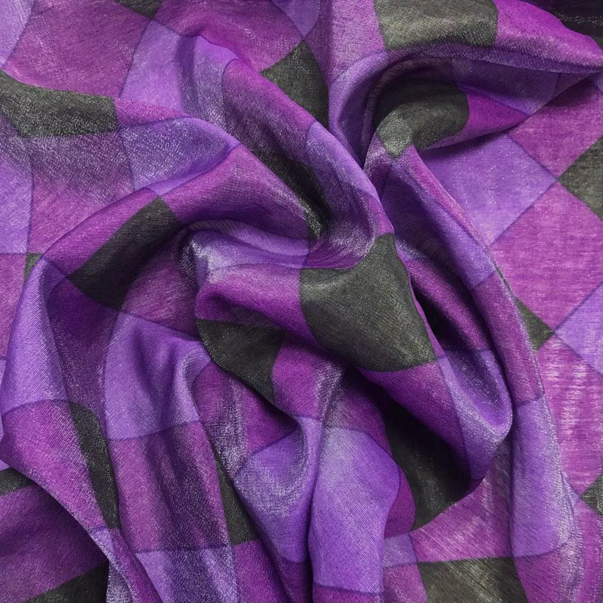 black-purple-diagonal-sheer-polyester-fabric-3m-pre-cut Black and Purple Diagonal Sheer Polyester Fabric – 3m Pre-cut