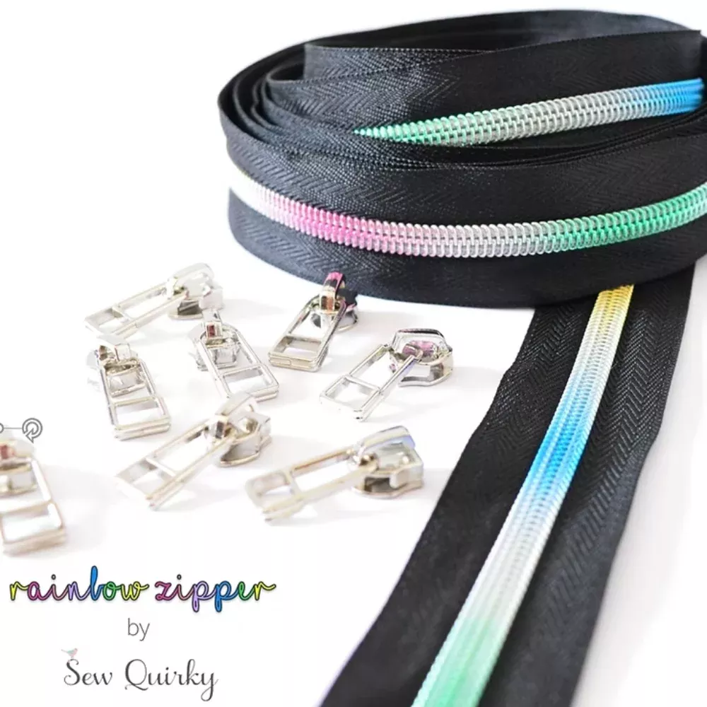 black-zipper-with-rainbow-teeth-by-sew-quirky Black Zipper with rainbow teeth by Sew Quirky