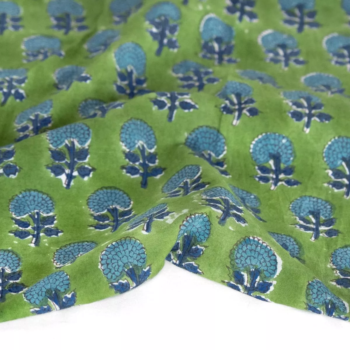 bloom-block-printed-organic-cotton-batiste-grass-aqua Bloom Block Printed Organic Cotton Batiste – Grass/Aqua