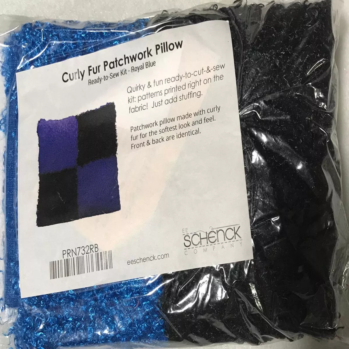 blue-curly-fur-patchwork-pillow-ready-to-sew-kit Blue Curly Fur Patchwork Pillow Ready to Sew Kit