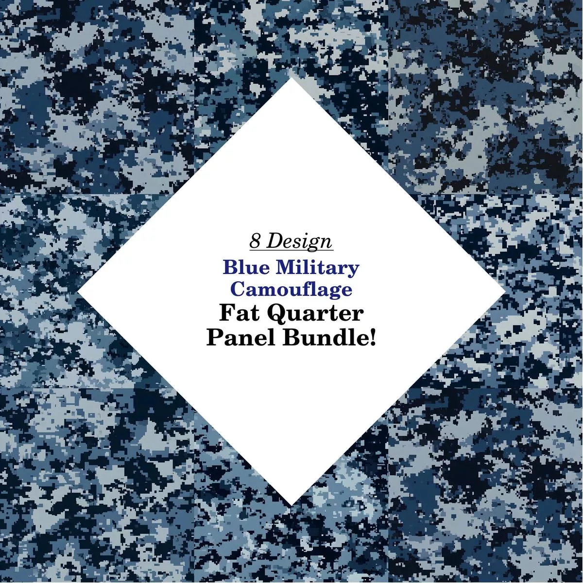 Blue Military Camouflage Fat Quarter Bundle