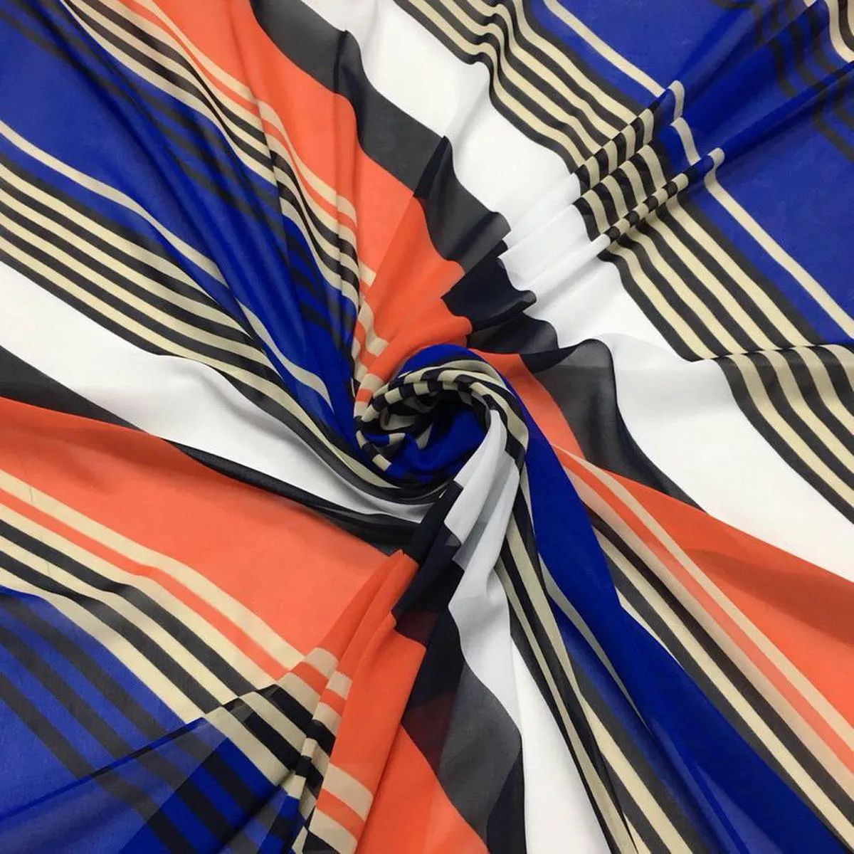 blue-orange-diagonal-chiffon-fabric Blue/Orange Diagonal Chiffon Fabric