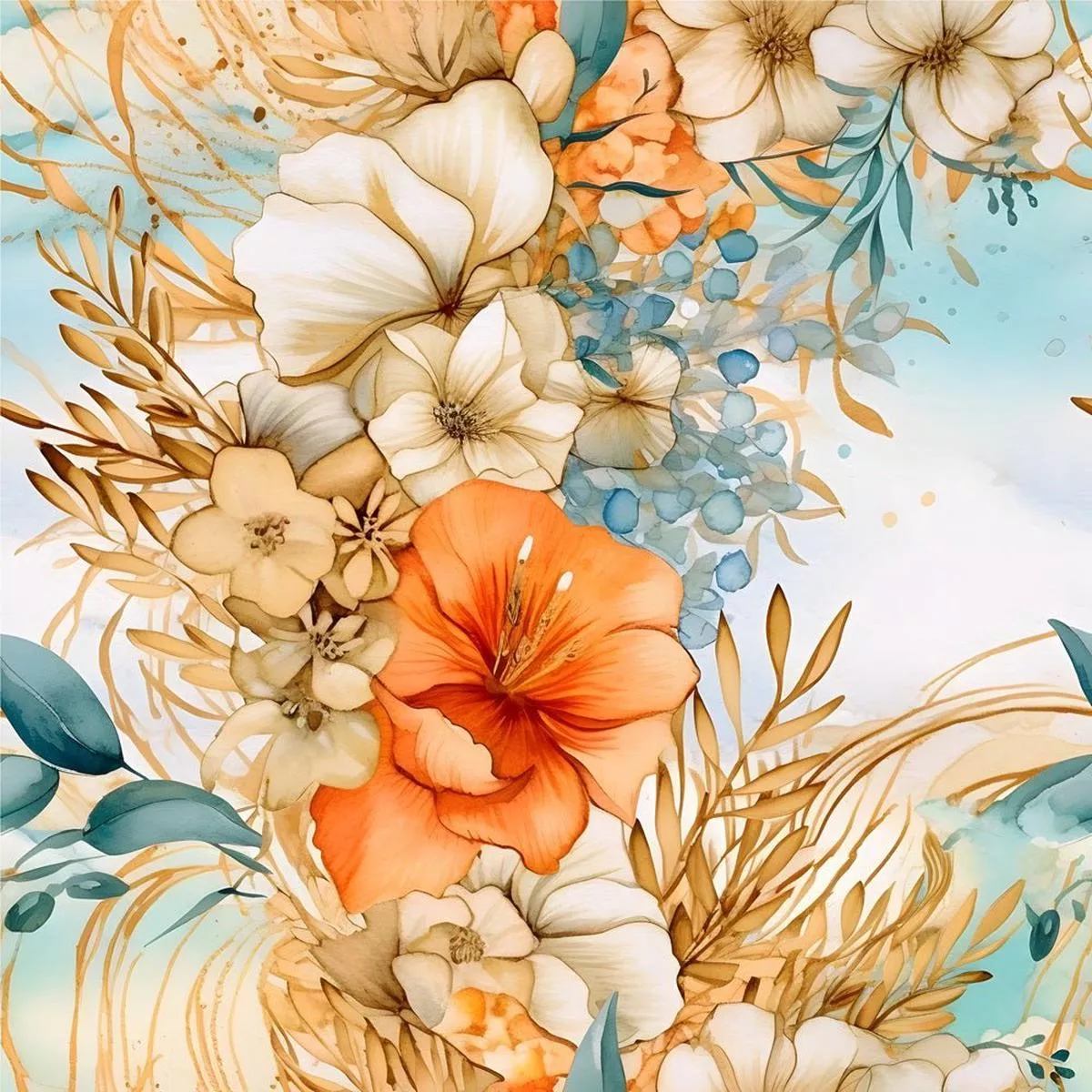 boho-beach-botanical-variation-18-fabric Boho Beach Botanical Variation #18 Fabric