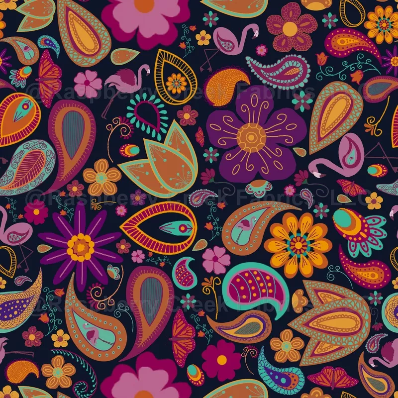 boho-flamingo-paisley-navy Boho Flamingo Paisley – Navy