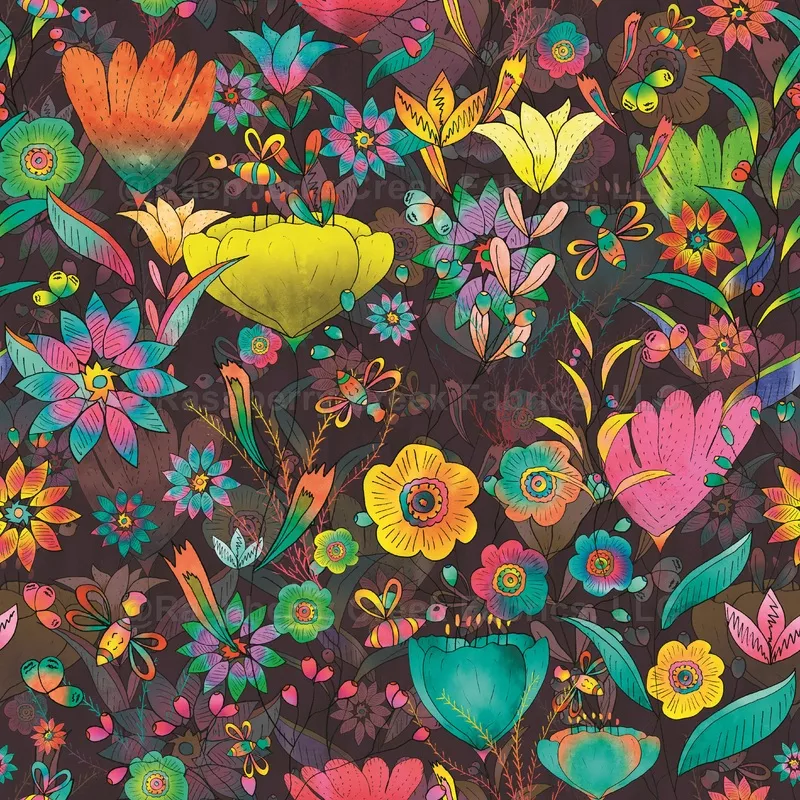 Boho Neon Garden Burgundy