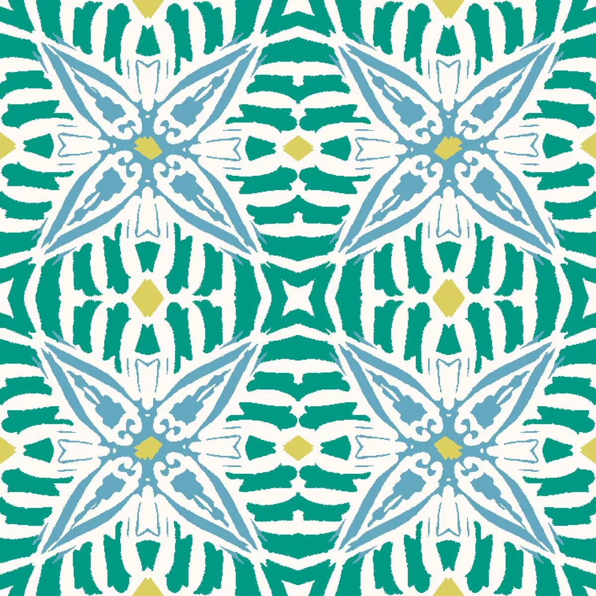 boho-tile-on-blue-green-fabric Boho Tile on Blue & Green Fabric