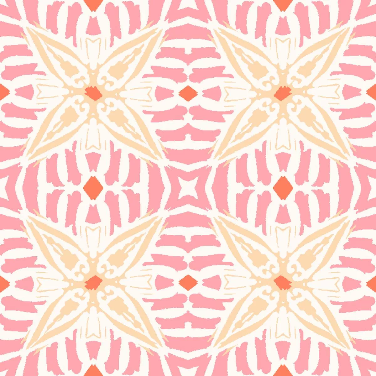 Boho Tile on Pink & Peach Fabric
