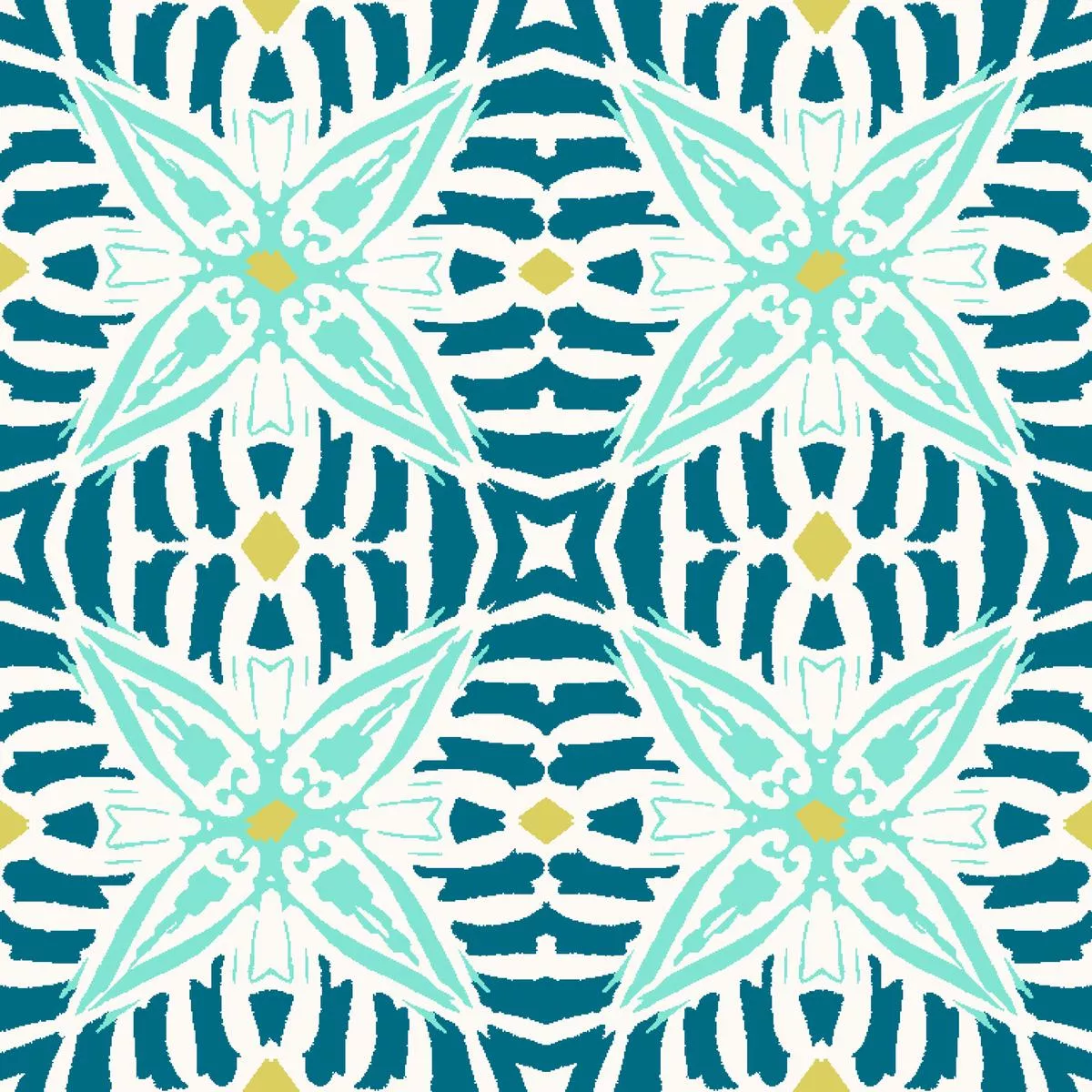 boho-tile-on-teal-aqua-fabric Boho Tile on Teal & Aqua Fabric