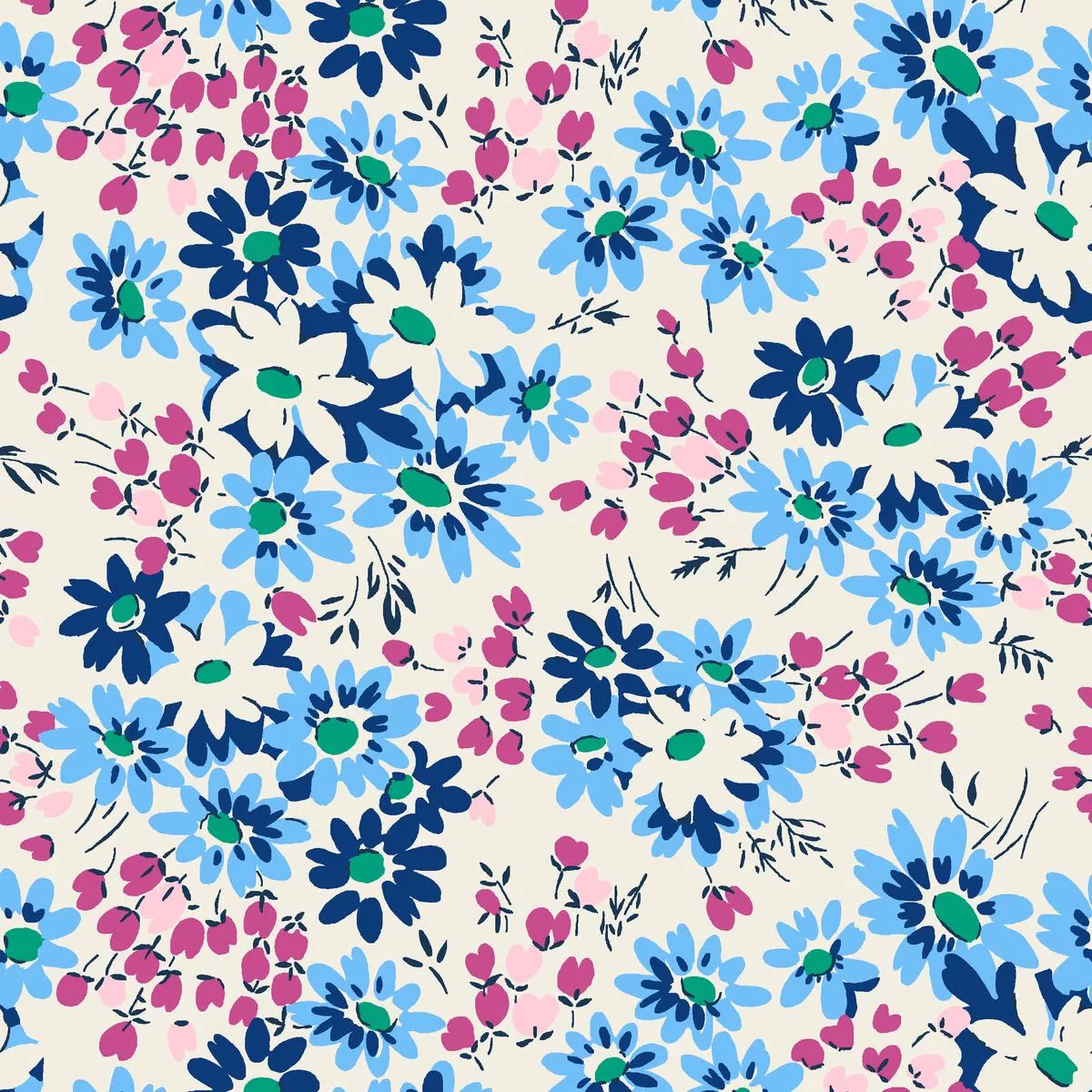 botanic-whim-navy-blue-blooms-fabric Botanic Whim, Navy & Blue Blooms Fabric