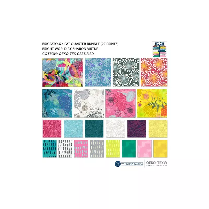 Bright World Sharon Virtue BRIGFATQ-X Multi Fat Quarter Bundle Cotton