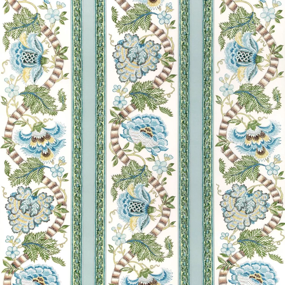 Brunschwig & Fils Lauris Print Aqua/Leaf Fabric